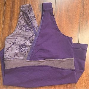 LULULEMON VINTAGE LIGHT DARK PURPLE MESH ATHLETIC TANK TOP SIZE SMALL